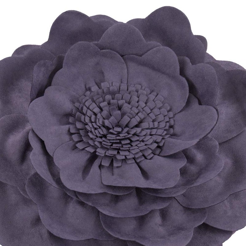 JWH Stereo Flower Throw Pillow Cover Decorative Floral Pillow Case Round Cushion Handmade Pillowcase for Home Bed Couch 14 Inch Grey Purple - Image 3
